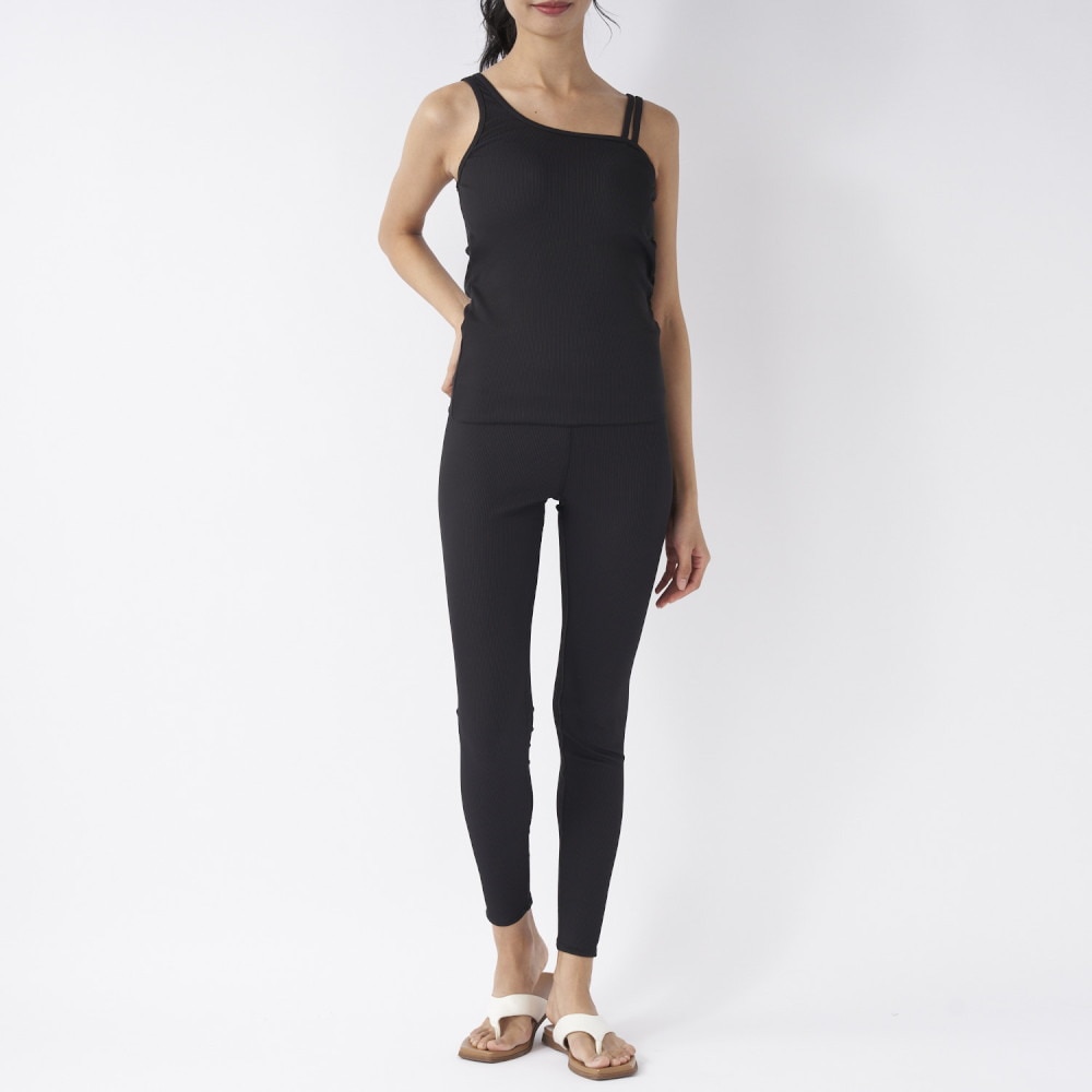 オーシャンパシフィック（Ocean Pacific）（レディース）水着 3点セット 体型カバー Tシャツ レギンス付き 523810 BLK ブラック