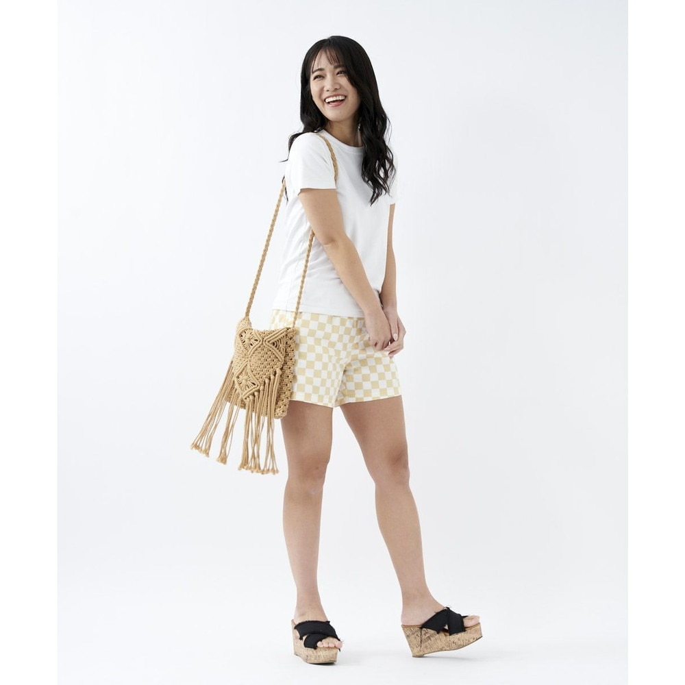 オーシャンパシフィック（Ocean Pacific）（レディース）ショートパンツ 水陸両用 チェッカー柄 ハイブリットショーツ 522405-YEL