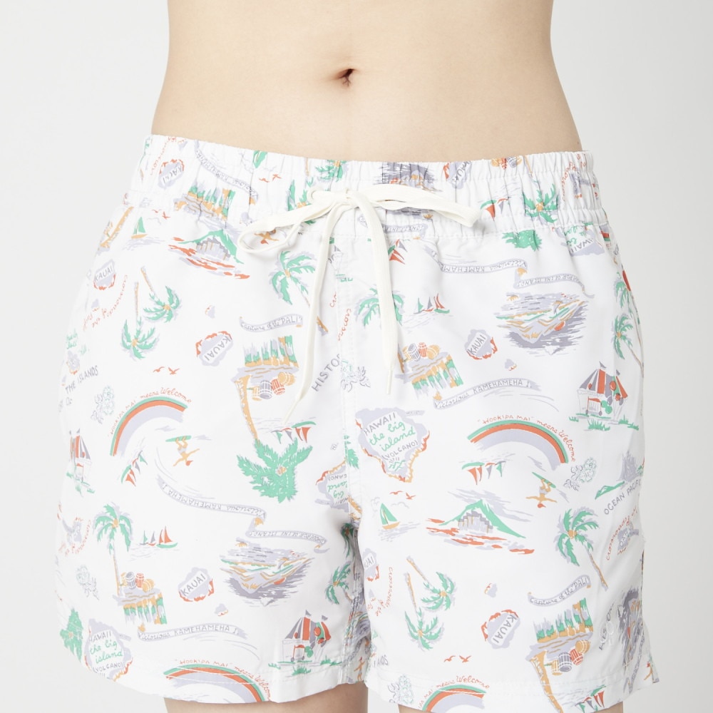 オーシャンパシフィック（Ocean Pacific）（レディース）水着 アロハ柄 ボードショーツ 529412 WHT