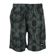 (キッズ)水着 ハーフパンツ 子供 ジュニア トランクス プリント ハイブリッドショーツ 962408-BLK