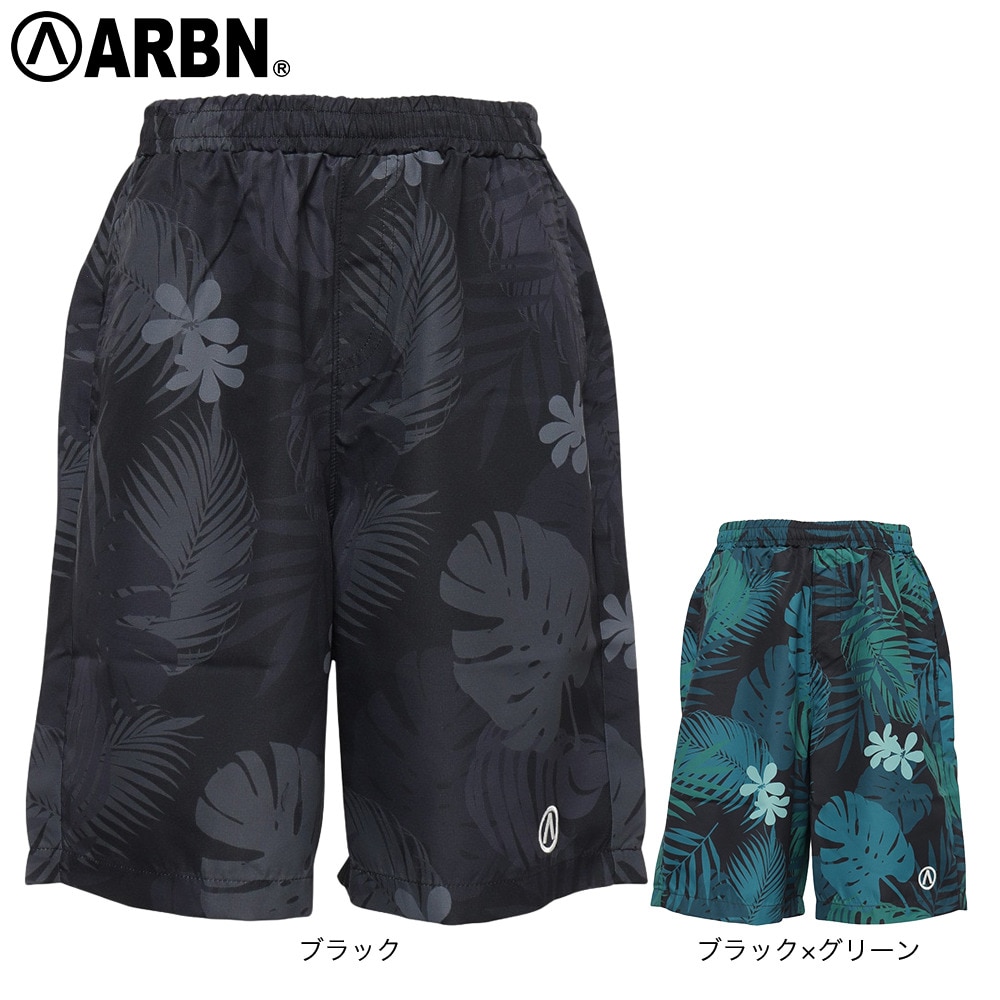 エアボーン（ARBN）（キッズ）ジュニア 水着 海水パンツ ショートスイムパンツ 04 水陸両用 AB2023SSK-SWIM003LGRY ブラック×グリーン