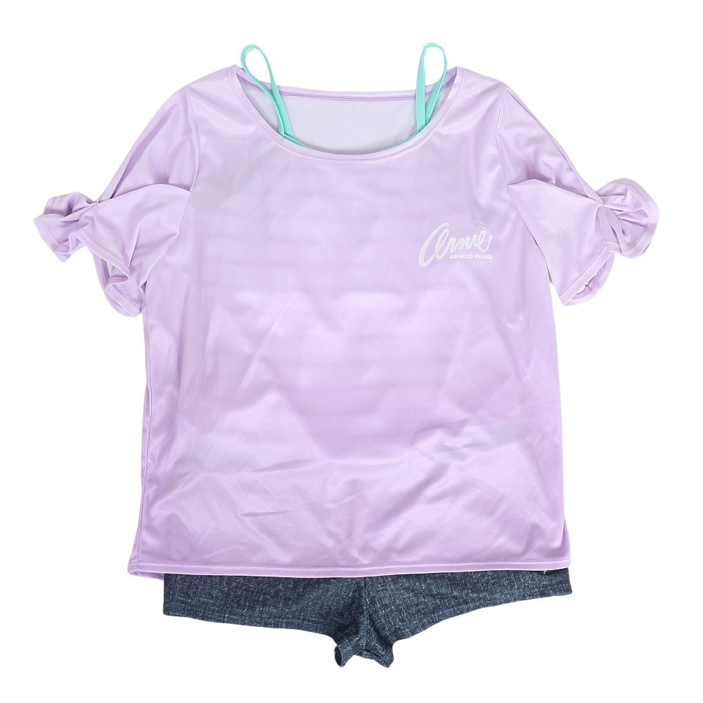 アーノルドパーマー（Arnold Palmer）（キッズ）水着 ジュニア 女の子 ロンパース Tシャツ付 2点セット 363251-24PPL