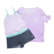 (キッズ)水着 ジュニア 女の子 ロンパース Tシャツ付 2点セット 363251-24PPL