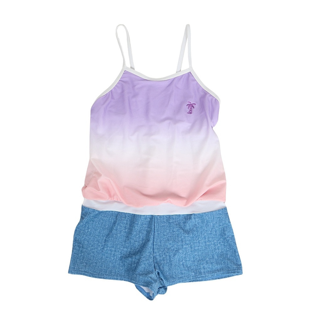 ロコネイル（ROCO NAILS）（キッズ）水着 ジュニア 女の子 ロンパース Tシャツ付 2点セット 363351-23PNK
