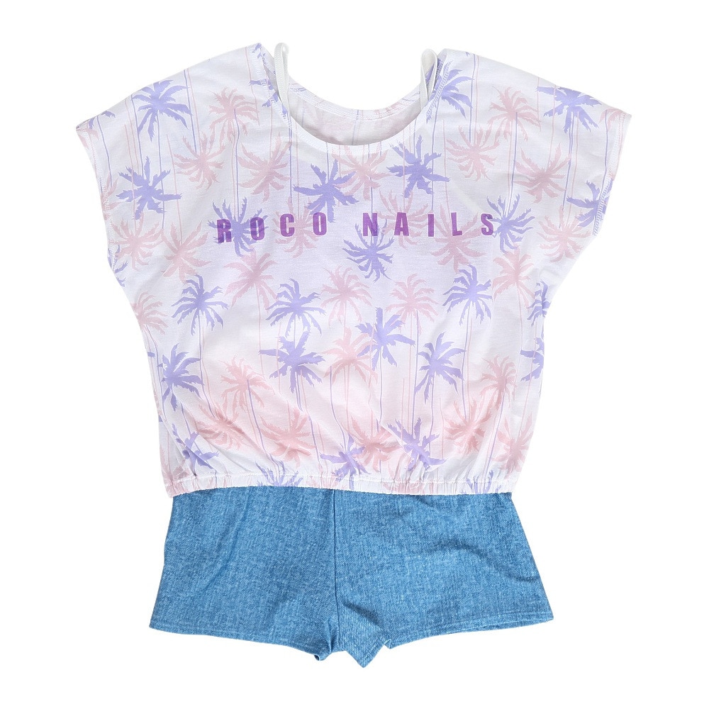 ロコネイル（ROCO NAILS）（キッズ）水着 ジュニア 女の子 ロンパース Tシャツ付 2点セット 363351-23PNK