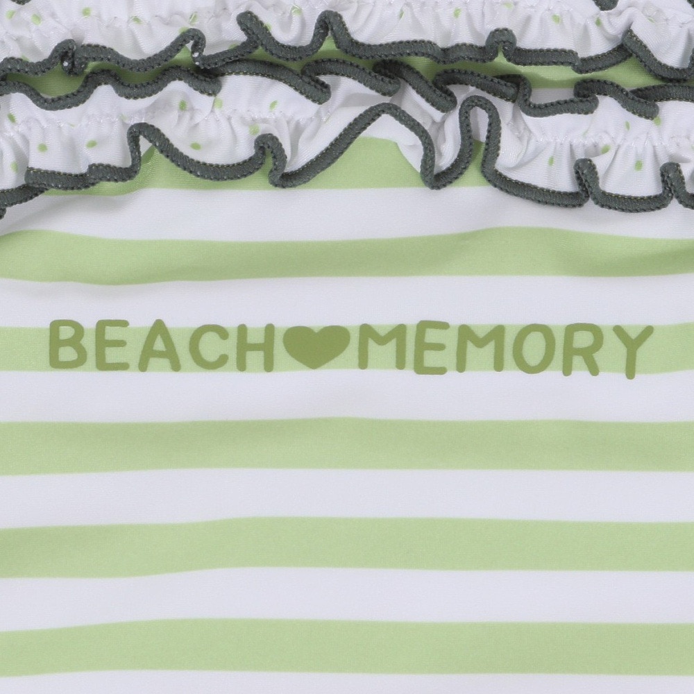 ビーチメモリー（BEACH MEMORY）（キッズ）水着 フリル ボーダー ワンピース水着 312031-23 GRN グリーン