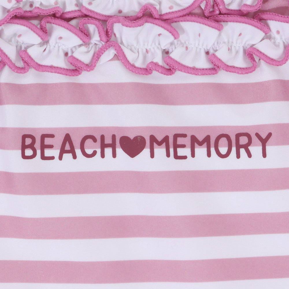 ビーチメモリー（BEACH MEMORY）（キッズ）水着 フリル ボーダー ワンピース水着 312031-23 PNK ピンク
