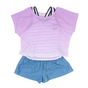 (キッズ)水着 子供 女の子 セパレーツ水着 グラデTシャツ付き 3点セット 372252-23