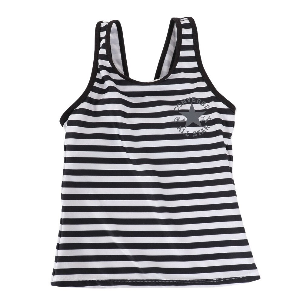 コンバース（CONVERSE）（キッズ）水着 ジュニア 子供 女の子 セパレートフォト柄 Tシャツ付3点セット 373182-24BLK