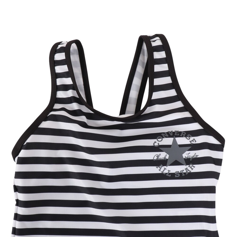 コンバース（CONVERSE）（キッズ）水着 ジュニア 子供 女の子 セパレートフォト柄 Tシャツ付3点セット 373182-24BLK