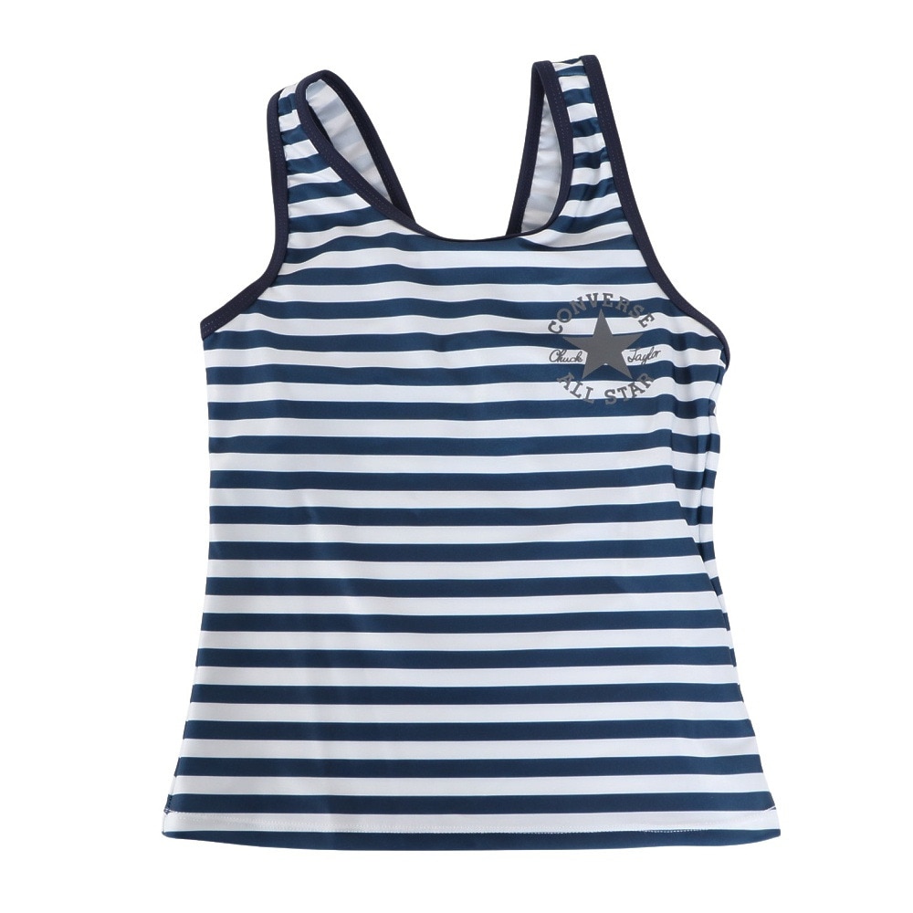 コンバース（CONVERSE）（キッズ）水着 ジュニア 子供 女の子 セパレートフォト柄 Tシャツ付3点セット 373182-24NVY