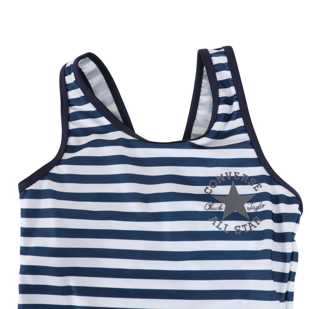 コンバース（CONVERSE）（キッズ）水着 ジュニア 子供 女の子 セパレートフォト柄 Tシャツ付3点セット 373182-24NVY