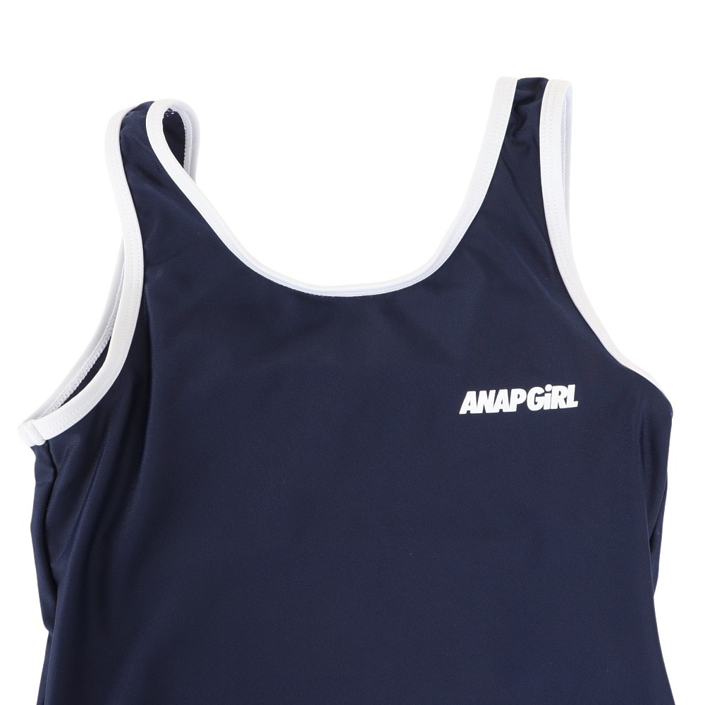 アナップ（ANAP）（キッズ）水着 ジュニア 子供 女の子 オンスクール水着 Tシャツ付き セパレート 3点セット 372855-24NVY
