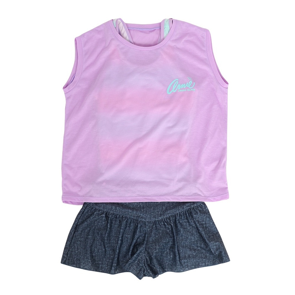 アーノルドパーマー（Arnold Palmer）（キッズ）ジュニア 水着 グラデーション タンキニ ノースリーブTシャツ付 3点セット 373252-24PNK