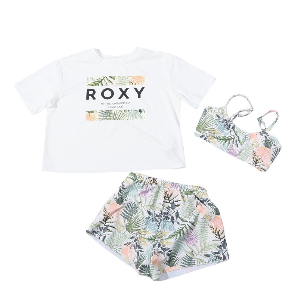 ロキシー（ROXY）（キッズ）ジュニア キッズ 水着 3点セット 半袖 ラッシュTシャツ付き MINI SIMPLY BOTANICAL 24SPTSW241102OWT