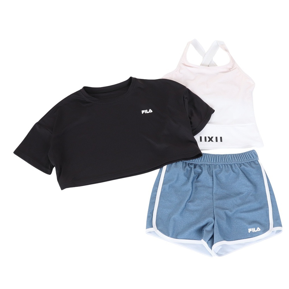 フィラ（FILA）（キッズ）UV カット 水着 ワンポイントロゴ 3点セット UVカット 124660BK