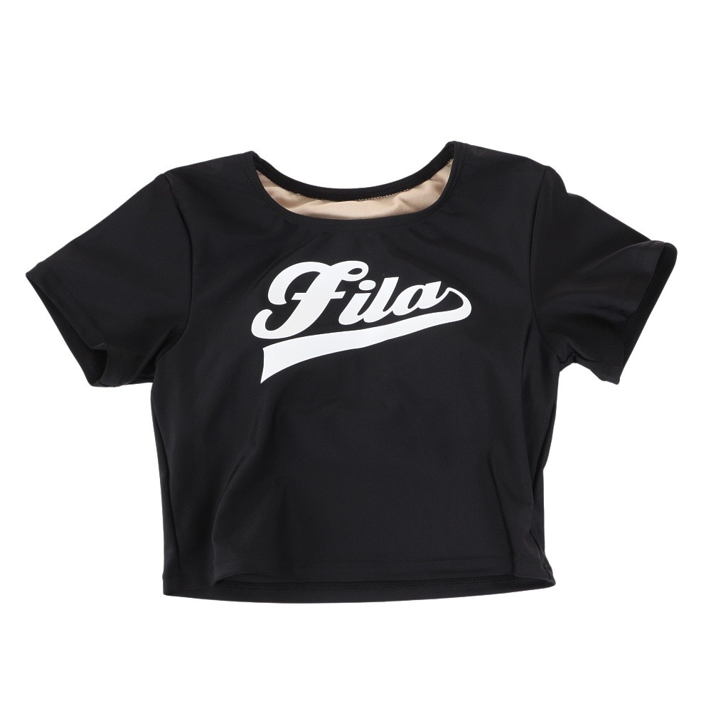 フィラ（FILA）（キッズ）水着 ジュニア 女の子 フロントロゴ 3点セット UVカット 124661BK
