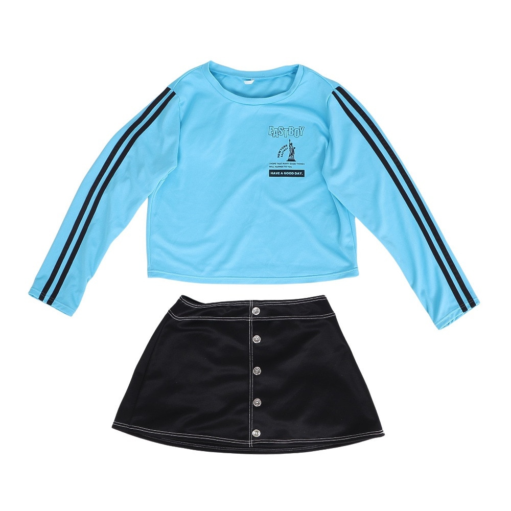 イーストボーイ（EASTBOY）（キッズ）水着 4点セット ジュニア ガールズ ラッシュガード 長袖 ボーダー セパレート水着 33250393SX