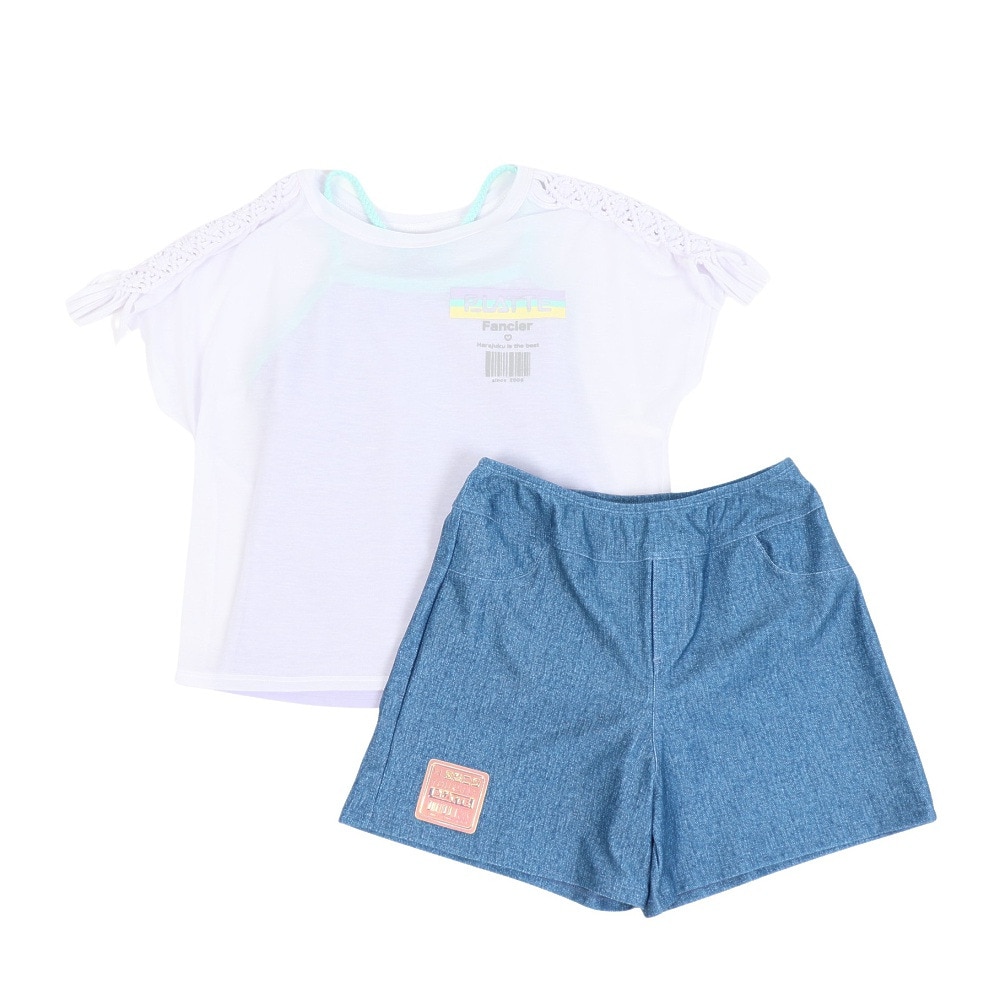 PINK LATTE（PINK LATTE）（キッズ）水着 3点セット ジュニア ガールズ マクラメTシャツ付き タンキニ 33251382WH