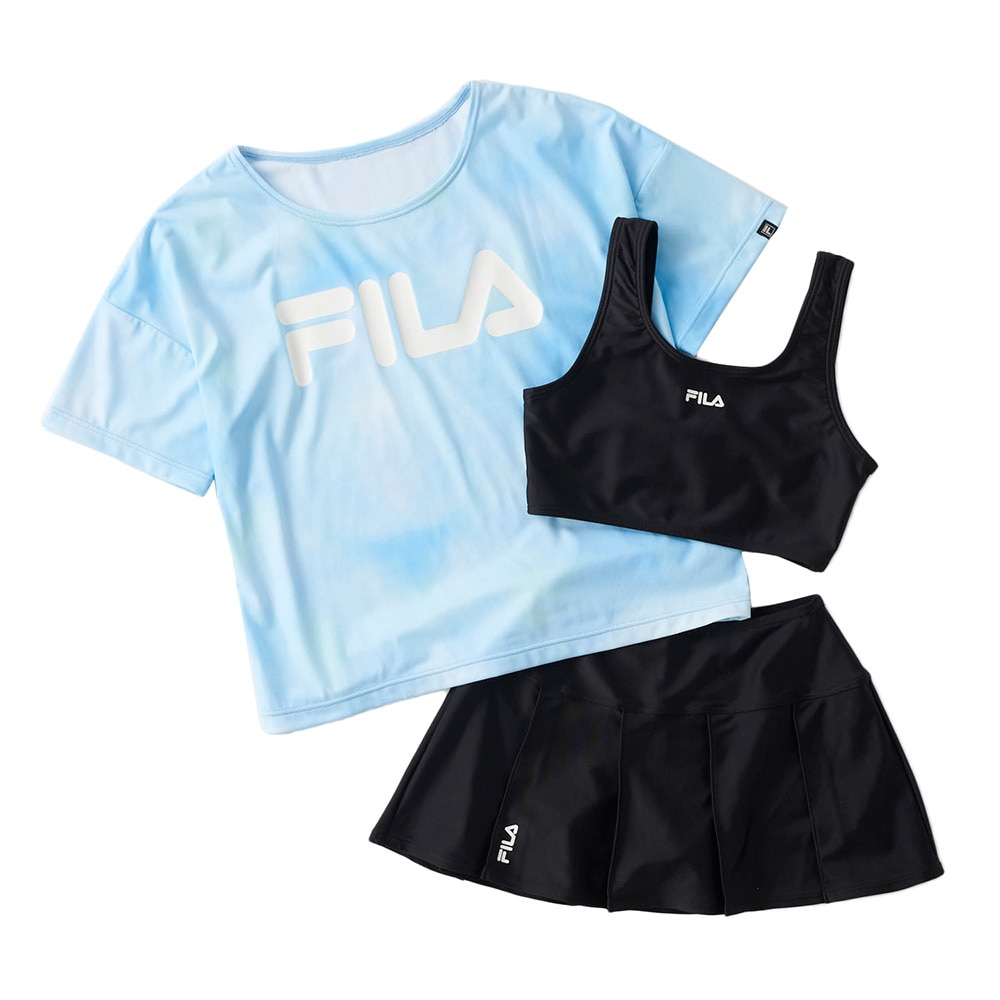 フィラ（FILA）（キッズ）水着 3点セット ジュニア タイダイTシャツ 125661 -SAX