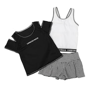 (キッズ)ギンガム タンキニ Tシャツ付き 3点セット 375052-25WHT