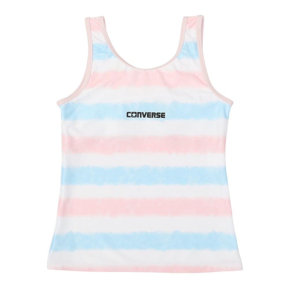 コンバース（CONVERSE）（キッズ）ボーダータンキニ Tシャツ付き 水着3点セット 375182-25PNK