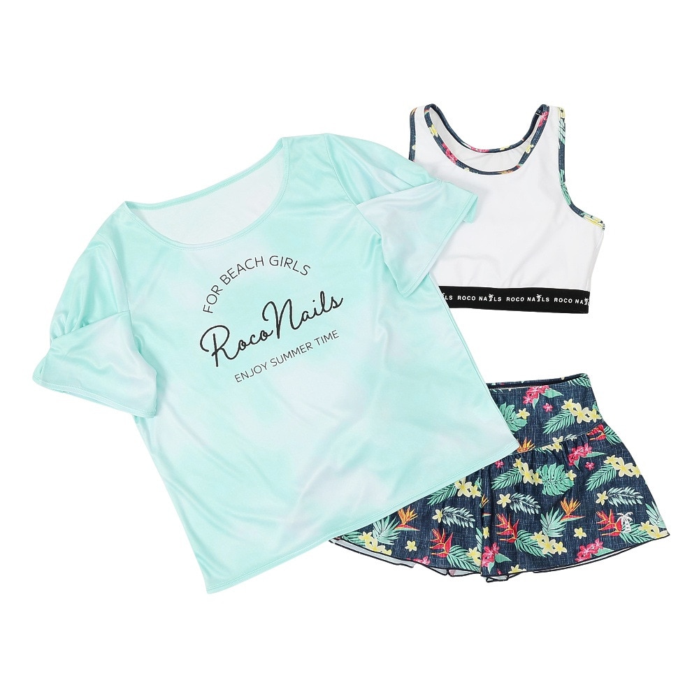 カプリッチョフィグリア（Capricho Figlia）（キッズ）ショートタンキニ Tシャツ付き 水着3点セット 375352-25WHT