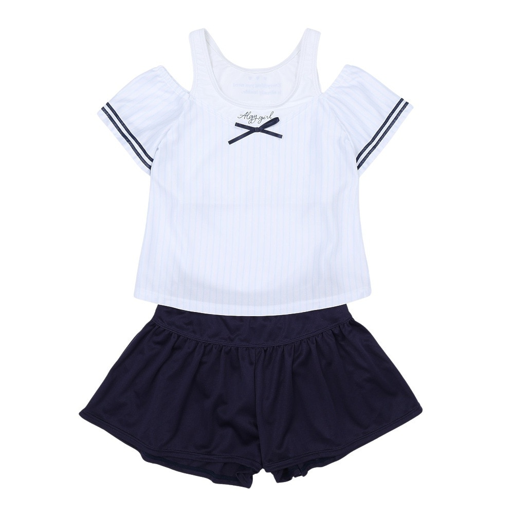 ALGY（ALGY）（キッズ）ジュニア レイヤード風トップス セパレーツ水着 2点セット インナーパンツ付き 3337071-55