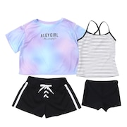 (キッズ)ジュニア セパレーツ水着 肩あきTシャツ付き4点セット 3343423-65