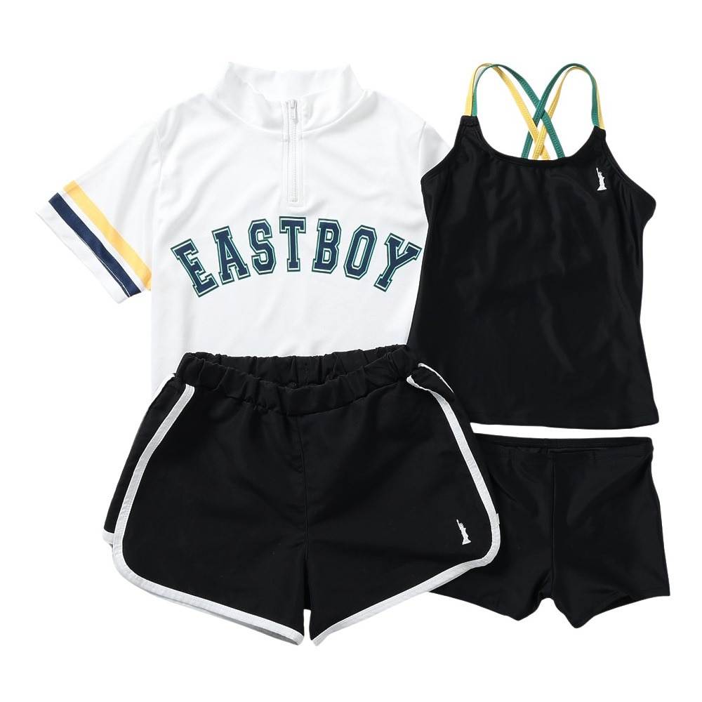 イーストボーイ（EASTBOY）（キッズ）ジュニア セパレーツ水着 ハーフジップTシャツ付 4点セット 水陸両用 3343432-19