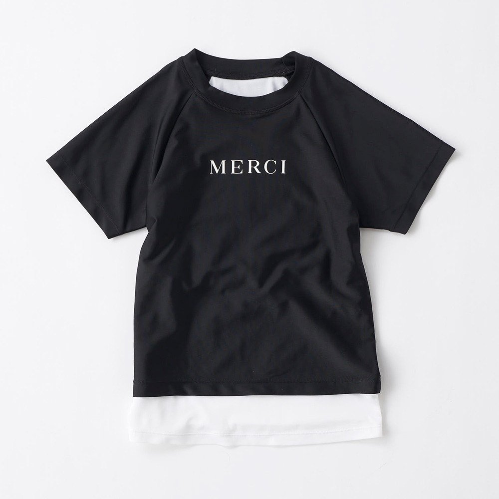 ニッキー キッズ（NIKKI KIDS）（キッズ）ジュニア インナー付き半袖ラッシュ水着 上下セット 125754 -BK