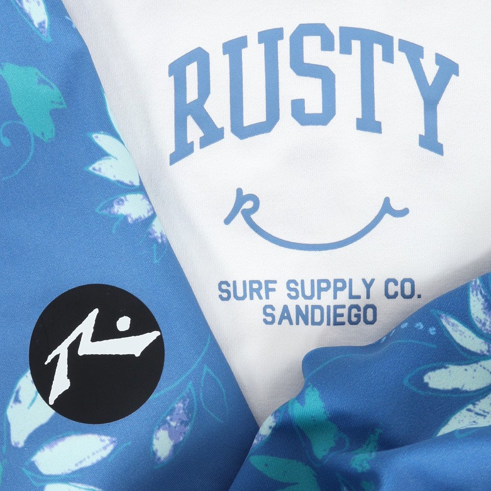 ラスティ（RUSTY）（キッズ）水着 キッズ 裾ドロストニコちゃんラッシュTシャツ付き 4点セット 966801BL