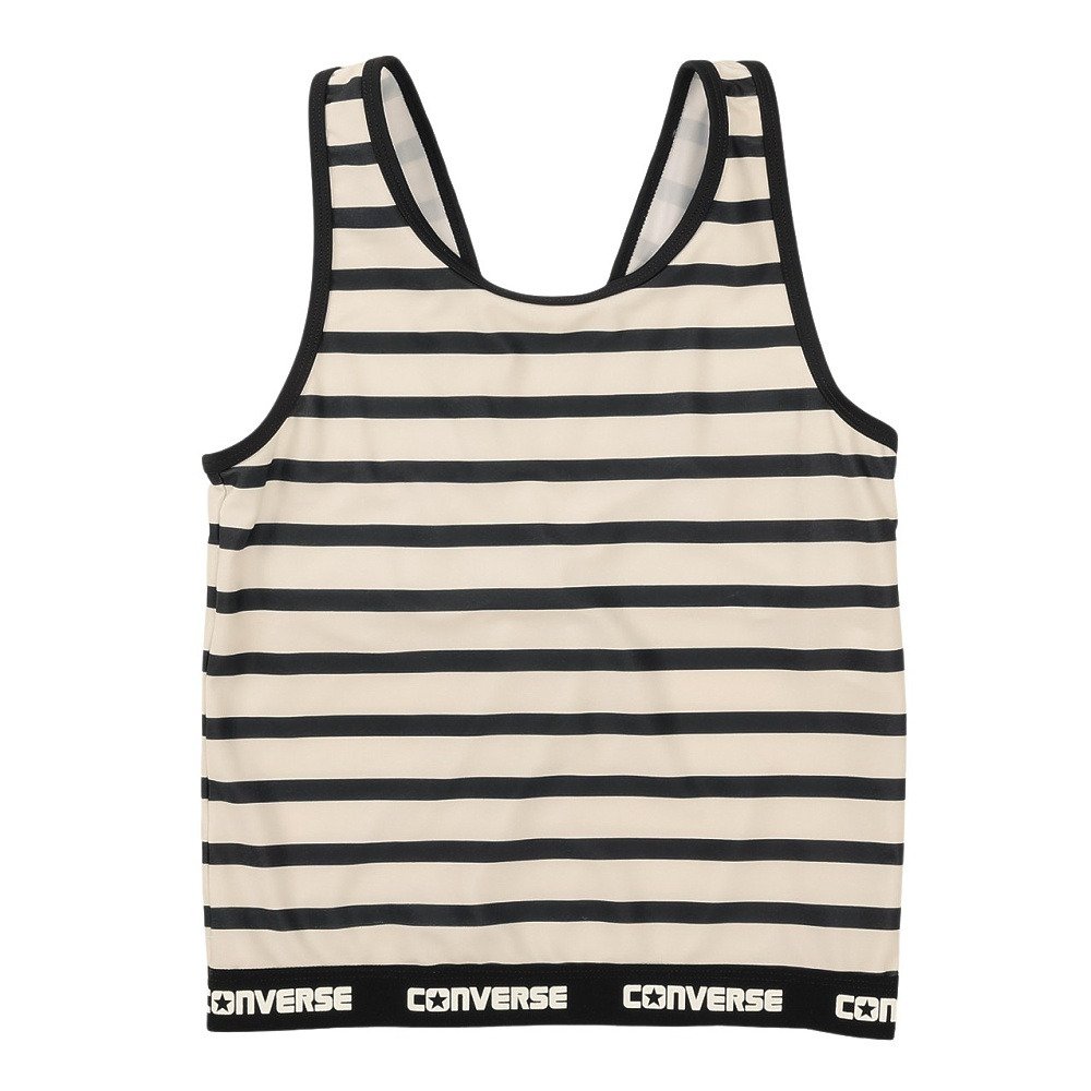 コンバース（CONVERSE）（キッズ）ジュニア 水着 ガールズ 切替前縛りTシャツ付き ボーダー柄 タンキニ3点セット 375181-26IVR
