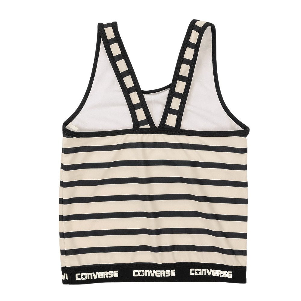 コンバース（CONVERSE）（キッズ）ジュニア 水着 ガールズ 切替前縛りTシャツ付き ボーダー柄 タンキニ3点セット 375181-26IVR