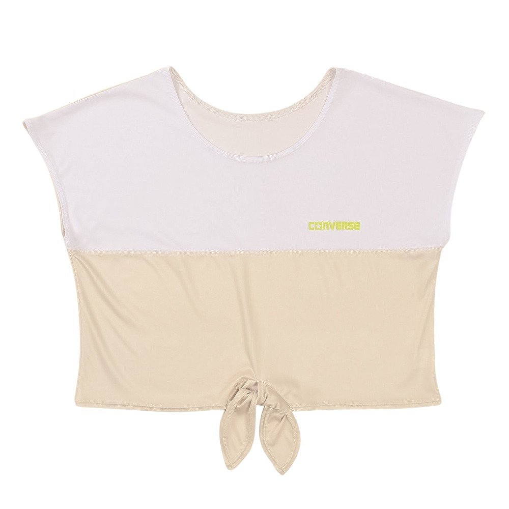 コンバース（CONVERSE）（キッズ）ジュニア 水着 ガールズ 切替前縛りTシャツ付き ボーダー柄 タンキニ3点セット 375181-26IVR