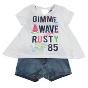 ラスティ（RUSTY）（キッズ）キッズ 女の子 水着 ガールズ ビキニ 4点セット Tシャツ付き 968805RED 130cm 140cm 150cm 160cm