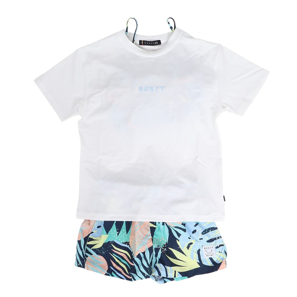 ラスティ（RUSTY）（キッズ）水着 4点セット ジュニア ガールズ Tシャツ付き 上下セット 964802NVY