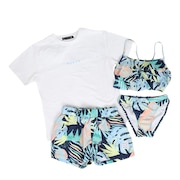 (キッズ)水着 4点セット ジュニア ガールズ Tシャツ付き 上下セット 964802NVY