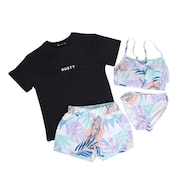 (キッズ)水着 4点セット ジュニア ガールズ Tシャツ付き 上下セット 964802PUR