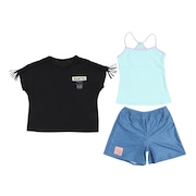 (キッズ)水着 タンキニ 3点セット Tシャツ付き 子供 女の子 ジュニア 33251382BK