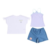 (キッズ)水着 タンキニ 3点セット Tシャツ付き 子供 女の子 ジュニア 33251382WH