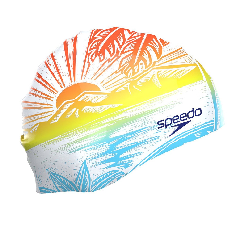 スピード（SPEEDO）（メンズ、レディース）スイムキャップ 水泳 帽子 プリントシリコーンキャップ SE12515 WO シンプル おしゃれ トレーニング ロゴ入り
