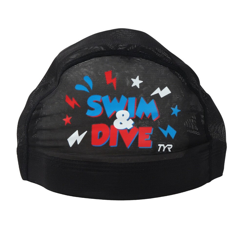 ティア（TYR）（メンズ、レディース）水泳 メッシュキャップ SWIM&DIVE LCMM-49 BKRD