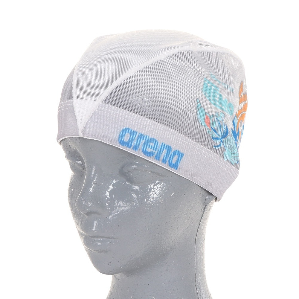 アリーナ（ARENA）（メンズ、レディース、キッズ）水泳 ファインディング・ニモ メッシュキャップ DIS-4010 WHT