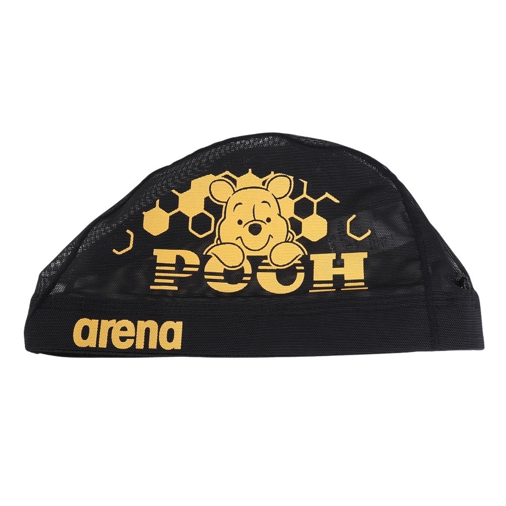 アリーナ（ARENA）（メンズ、レディース、キッズ）水泳 メッシュキャップ ディズニー プーさん ラバープリント AS4FSC82U BKYL ブラック