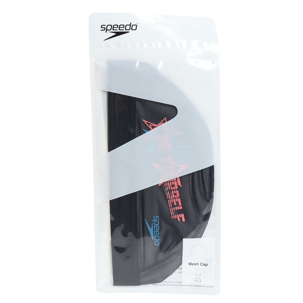 スピード（SPEEDO）（メンズ、レディース）スイムキャップ 水泳 帽子 ブーンスター メッシュキャップ M-Lサイズ SE12455 BL メッシュ 部活 練習 文字柄