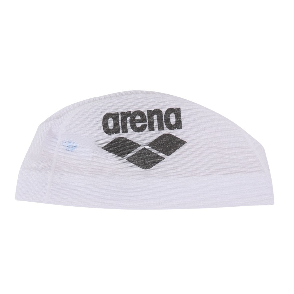 アリーナ（ARENA）（メンズ、レディース）メッシュキャップ 白 黒 M-Lサイズ AS5SSC41U WHBK 水泳 練習 トレーニング ロゴ入り スイマー 水泳帽 