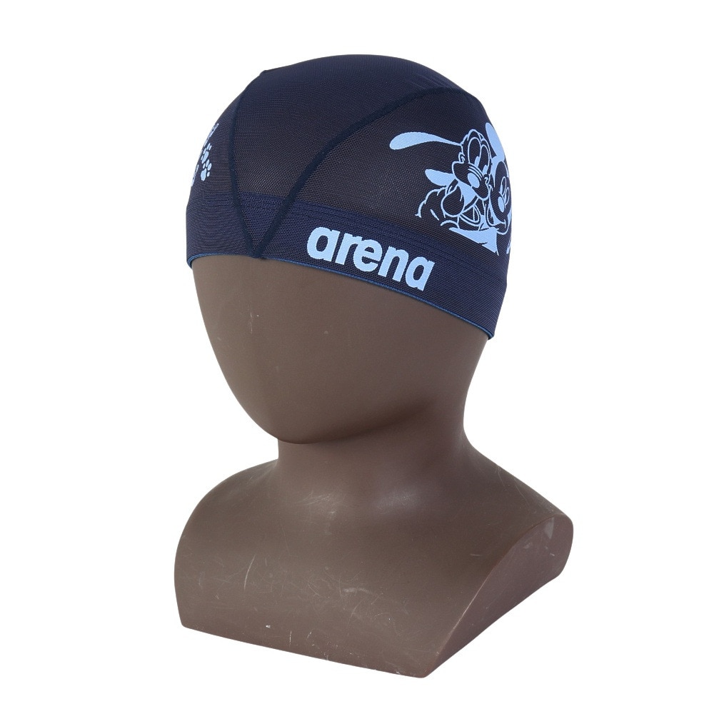 アリーナ（ARENA）（キッズ）メッシュキャップ ミッキーとプルート ネイビー ブルー  M-Lサイズ AS5SSC81U NVBL 水泳 ディズニー 練習 トレーニング