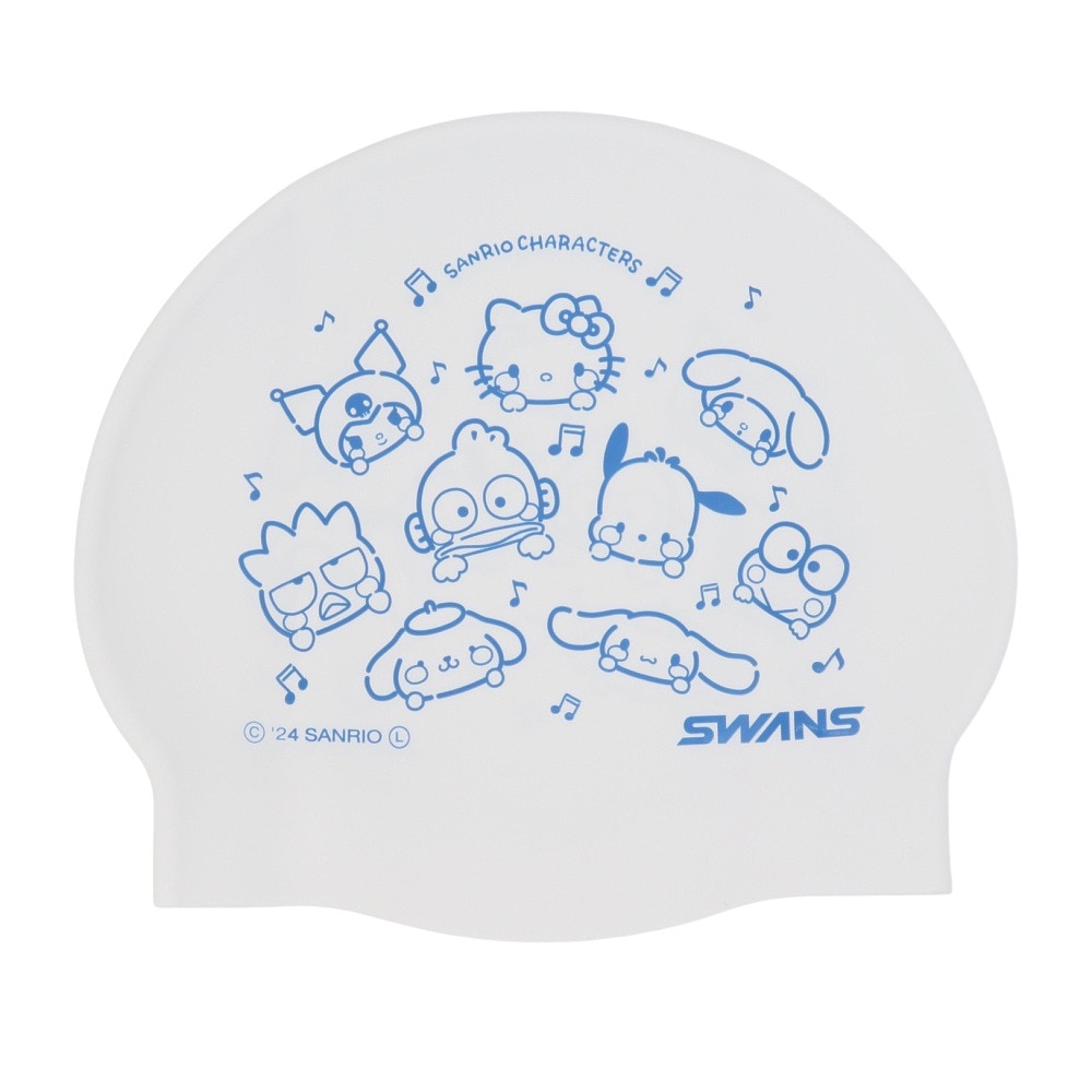 スワンズ（SWANS）（メンズ、レディース）スイムキャップ 水泳 シリコーンキャップ サンリオ 白 SA-7SC2 W スイミングキャップ 水泳帽 シリコン