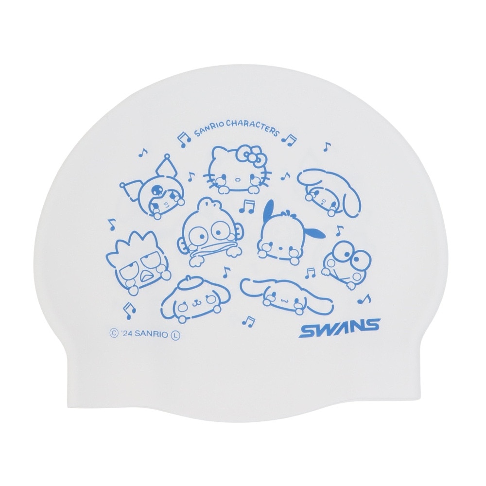 スワンズ（SWANS）（メンズ、レディース）スイムキャップ 水泳 シリコーンキャップ サンリオ 白 SA-7SC2 W スイミングキャップ 水泳帽 シリコン